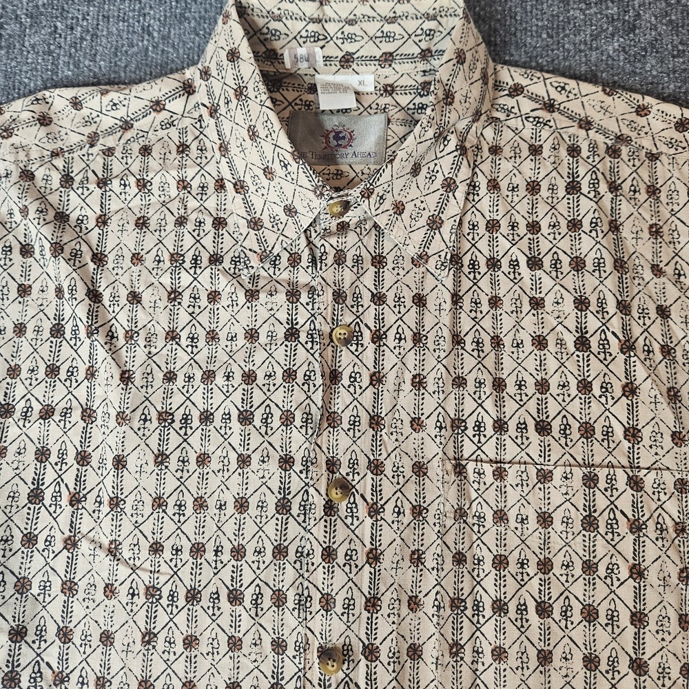 Vintage The Territory Ahead Mens Longsleeve Button Up Shirt Size XL Earthy